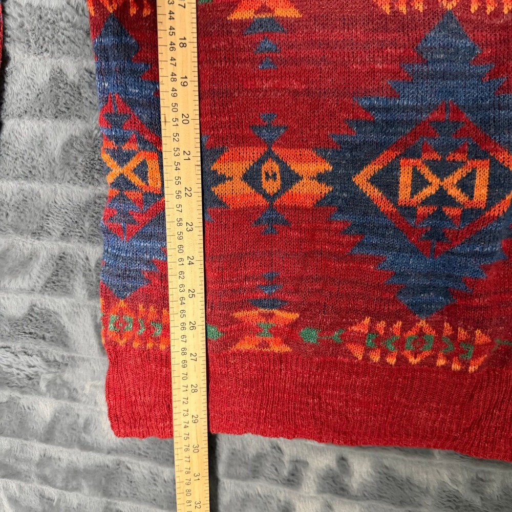 Denim & Supply Ralph Lauren Sweater Womens Medium Red Southwestern Cotton Knit - Picture 2 of 6